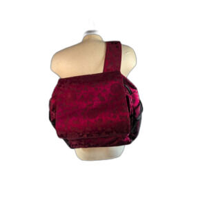 Vintage Wabags Silk Blend Mini Backpack Burgundy Red Floral Brocade Jacquard Y2K